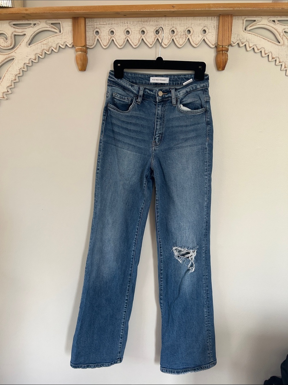 Flying Monkey Light Blue Distressed Boot Cut Jeans - Tall